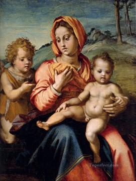 La Virgen y el Niño con el Niño San Juan en un paisaje manierismo renacentista Andrea del Sarto Pinturas al óleo